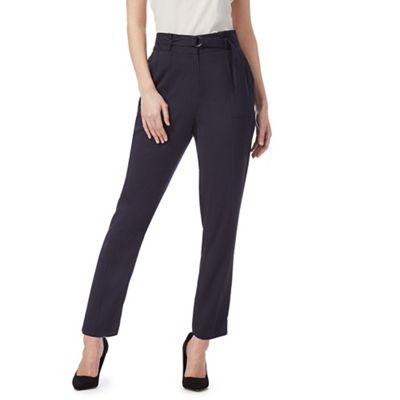 Navy paperbag waist trousers